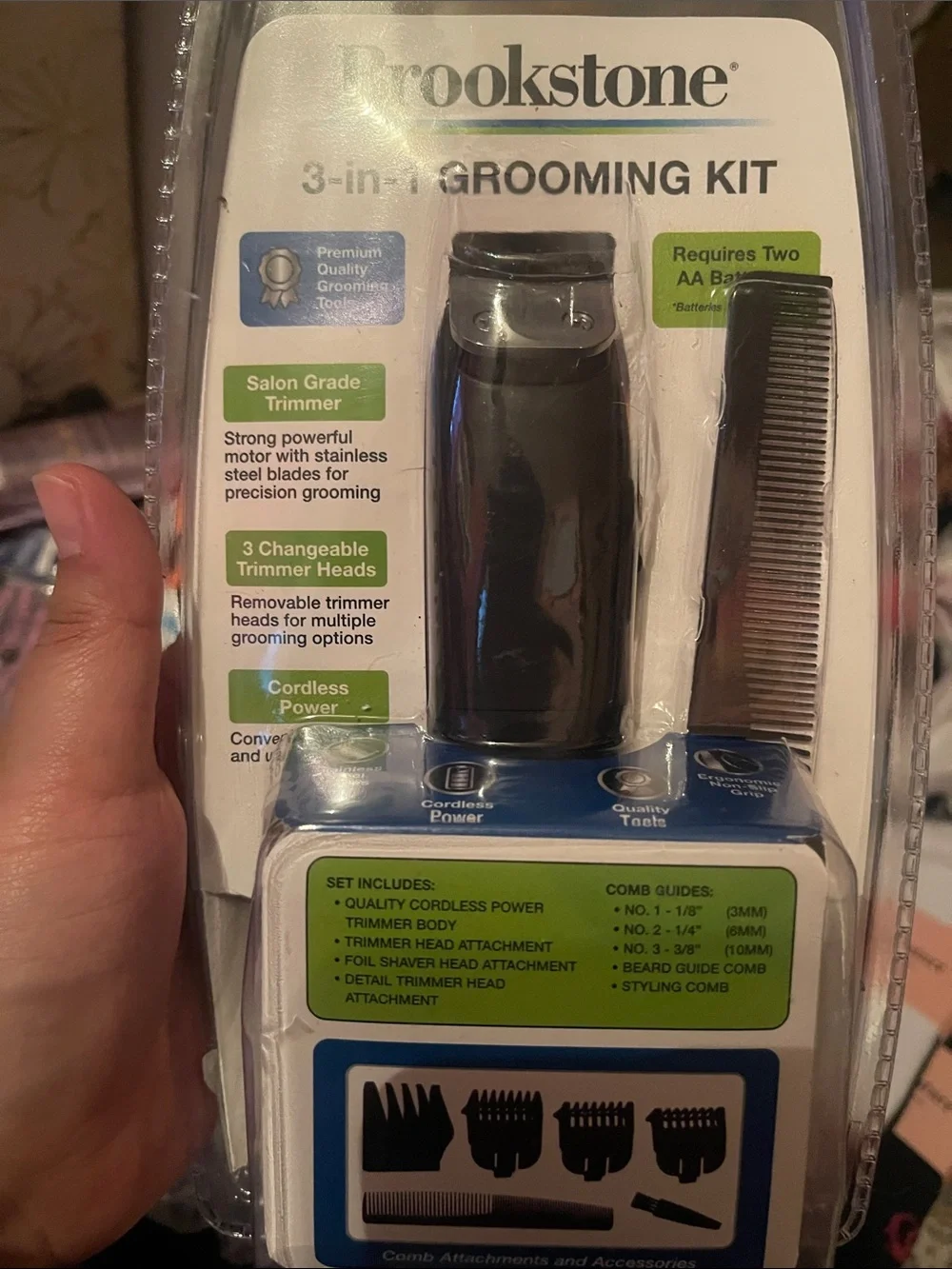 Brookstone 3-in-1 Grooming Kit – Red and Black Trimmer Set